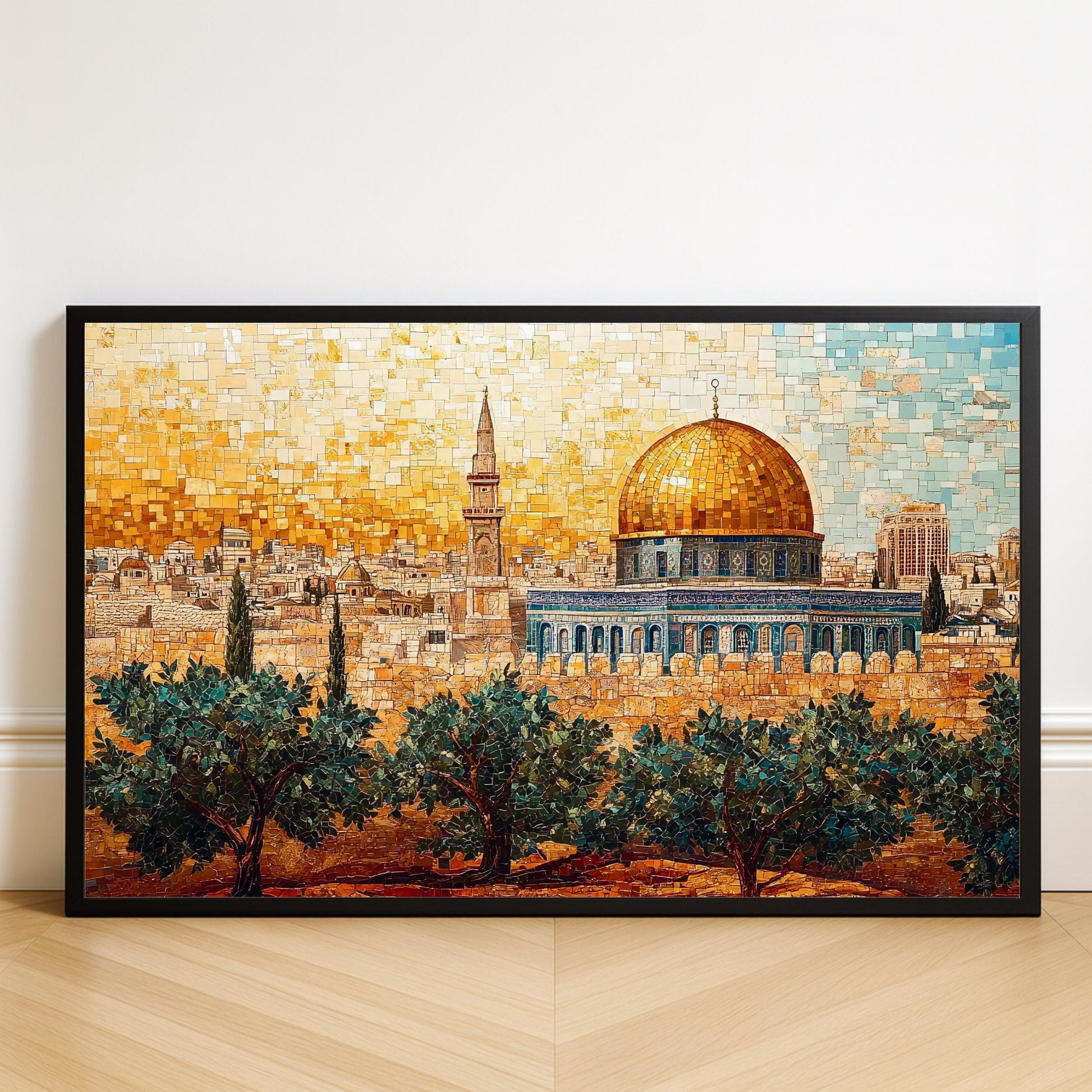 Dome of the Rock mosaic artwork close-up in earthy tones