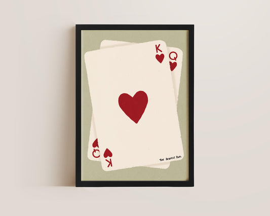 The Perfect Pair Queen of Hearts playing card wall art - bedroom decor