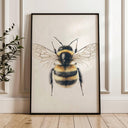 Vintage bumblebee wall art close-up with dark moody tones