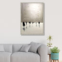 Living room setup with abstract silhouettes wall art as focal point