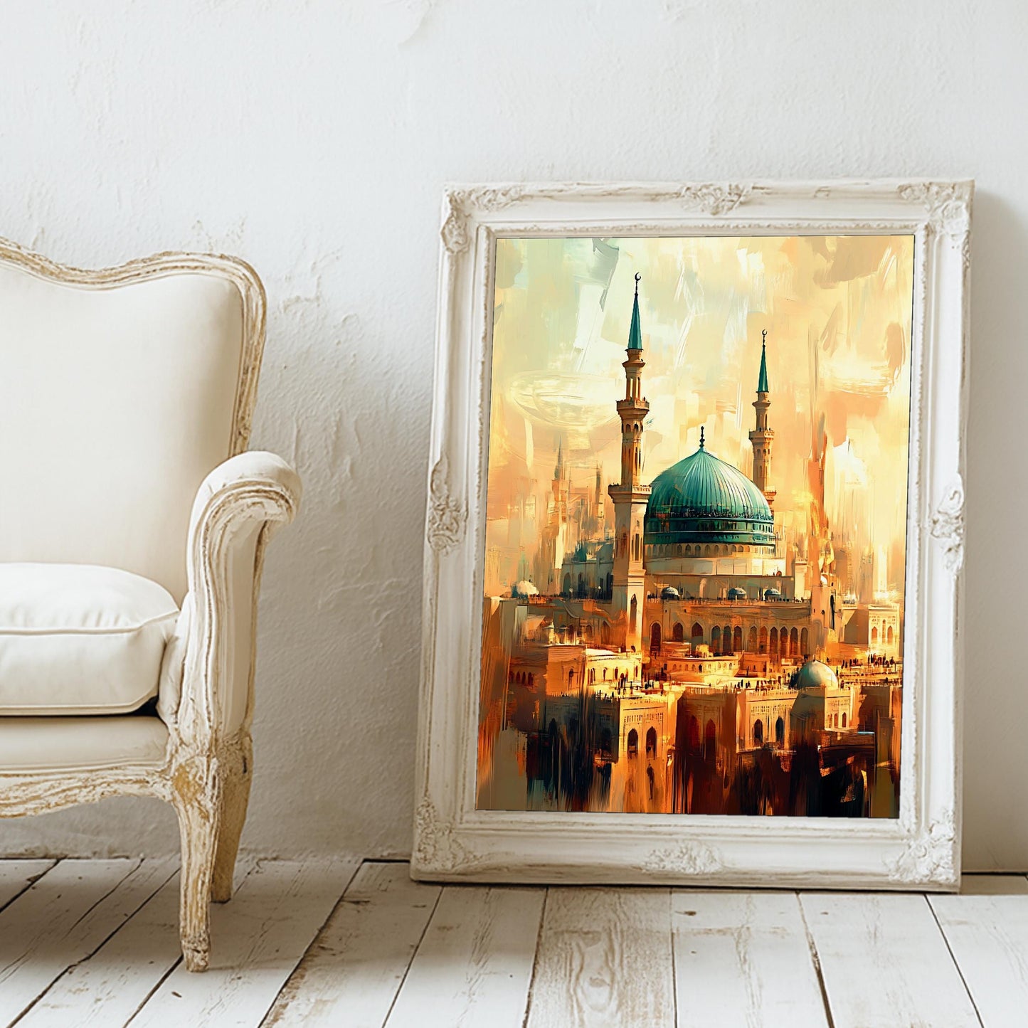 Architectural details in Mecca Mosque oil painting