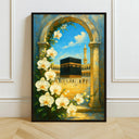 Kaaba Arch Islamic art with gold floral motif