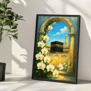 Framed Kaaba arch wall art with gold detailing