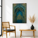 Lifestyle shot showing the wall art displayed in a living room