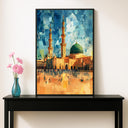 Framed Masjid Al Nabawi wall art with intricate geometry