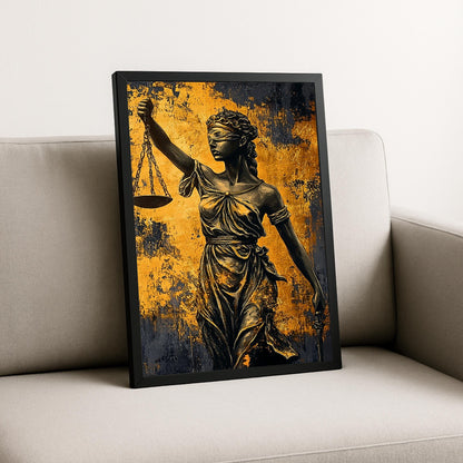 Elegant law-themed wall art featuring Lady Justice motif