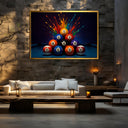 Vibrant 8 ball pool table wall art on canvas