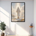 Heavenly light over calm sea in canvas artwork