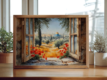 Jerusalem-inspired Islamic wall art featuring Dome of the Rock design