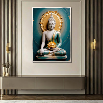 Zen decor Buddha canvas art with soft lighting