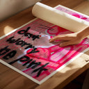Close-up texture of stretched canvas for Pink Panther art