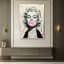 Modern living room decor with Marilyn Monroe pop art wall piece