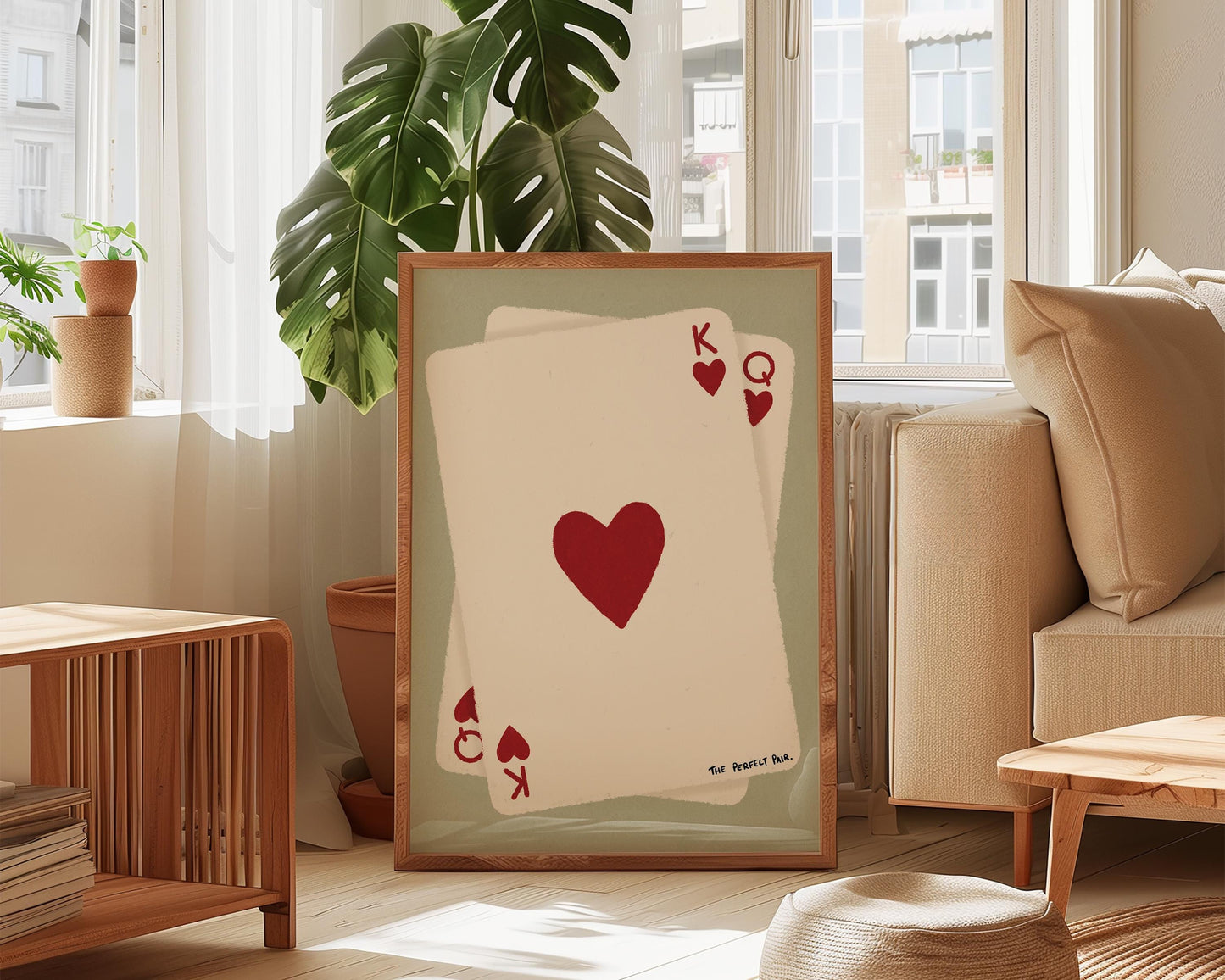 Minimalist home decor with romantic card motif
