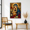 Sacred Catholic wall art showcasing Mary with infant Jesus