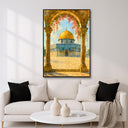 Dome of the Rock watercolor composition for Islamic wall art