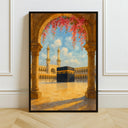 Kaaba Mecca watercolor art print on white background