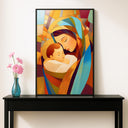Leaded-glass look with warm tones in Catholic wall art