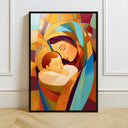 Virgin Mary and Jesus stained glass-inspired wall art