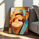 Canvas-wrapped stained glass art depicting Mary and Jesus