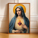 Immaculate Heart of Mary art print - vintage Catholic wall decor - close-up