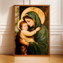 Virgin Mary and Baby Jesus subject in vintage Holy Family artwork