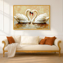 Romantic swans on water as wall art print