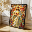 Framed Sacred Heart of Jesus mosaic wall art