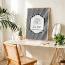 Entryway decor featuring Islamic wall art and welcoming phrase