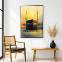 Elegant sacred wall decor featuring Kaaba-inspired oil painting