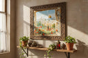 Floral motifs accentuating Islamic art across the artwork