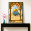 Blue and gold Dome of the Rock abstract wall decor