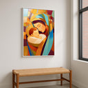 Vivid stained glass colors in Catholic devotion wall decor