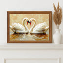 Framed wall art featuring swan couple