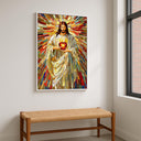 Wood frame with Sacred Heart mosaic Catholic decor