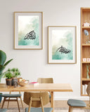 Close-up of Arabic script on watercolor Islamic art print - image 6