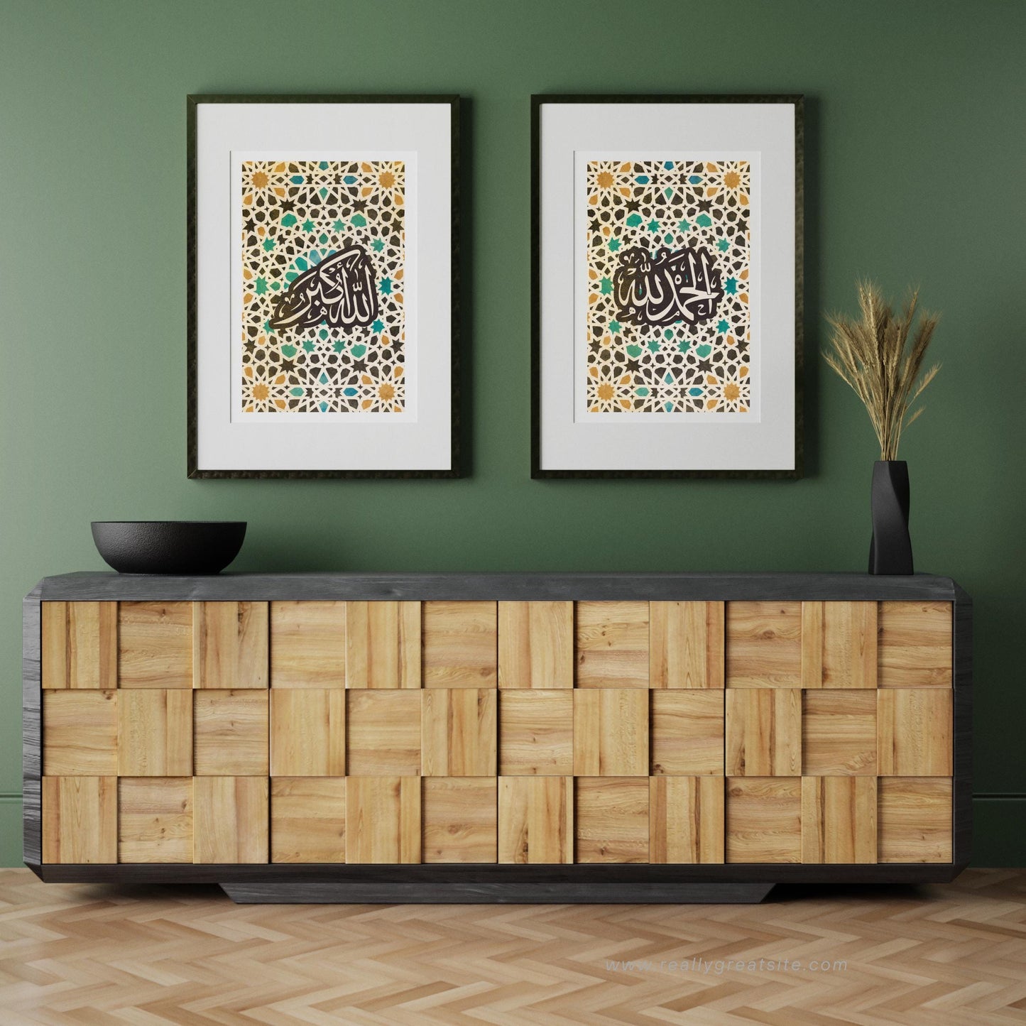 Geometric arabesque background on Islamic wall print
