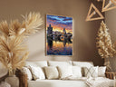 Textured canvas look conveying evening light on Prague cityscape
