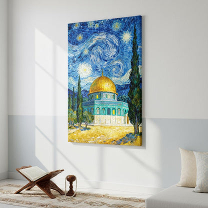 Jerusalem landmark wall art with starry night background