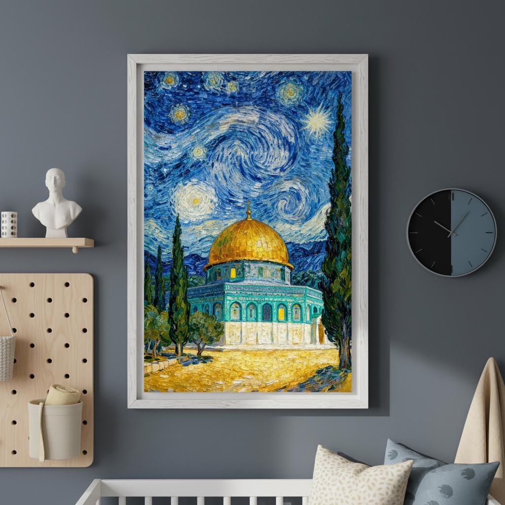 Starry Night Dome of the Rock Jerusalem wall art – front view
