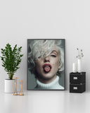 Close-up of vibrant colors on Marilyn Monroe canvas