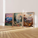 Abstract Islamic wall art with floral mountain motif