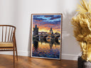 Detailed brushwork depicting Prague's Charles Bridge panorama