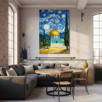Starry sky over Jerusalem Dome of the Rock wall decor