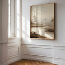 Abstract farmhouse decor landscape on canvas in warm neutral browns