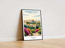 Abstract Islamic art featuring domes and arches in warm gold tones