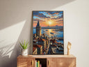 Warm-toned Galata Tower art on canvas for living room