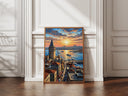 Evening view of Galata Tower oil painting for wall decor
