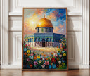 Jerusalem Dome of the Rock oil painting in textured style, front view