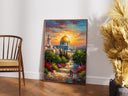 Abstract Jerusalem skyline with domes and arches in warm tones