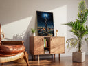 Abstract textured oil painting of downtown Dubai at night